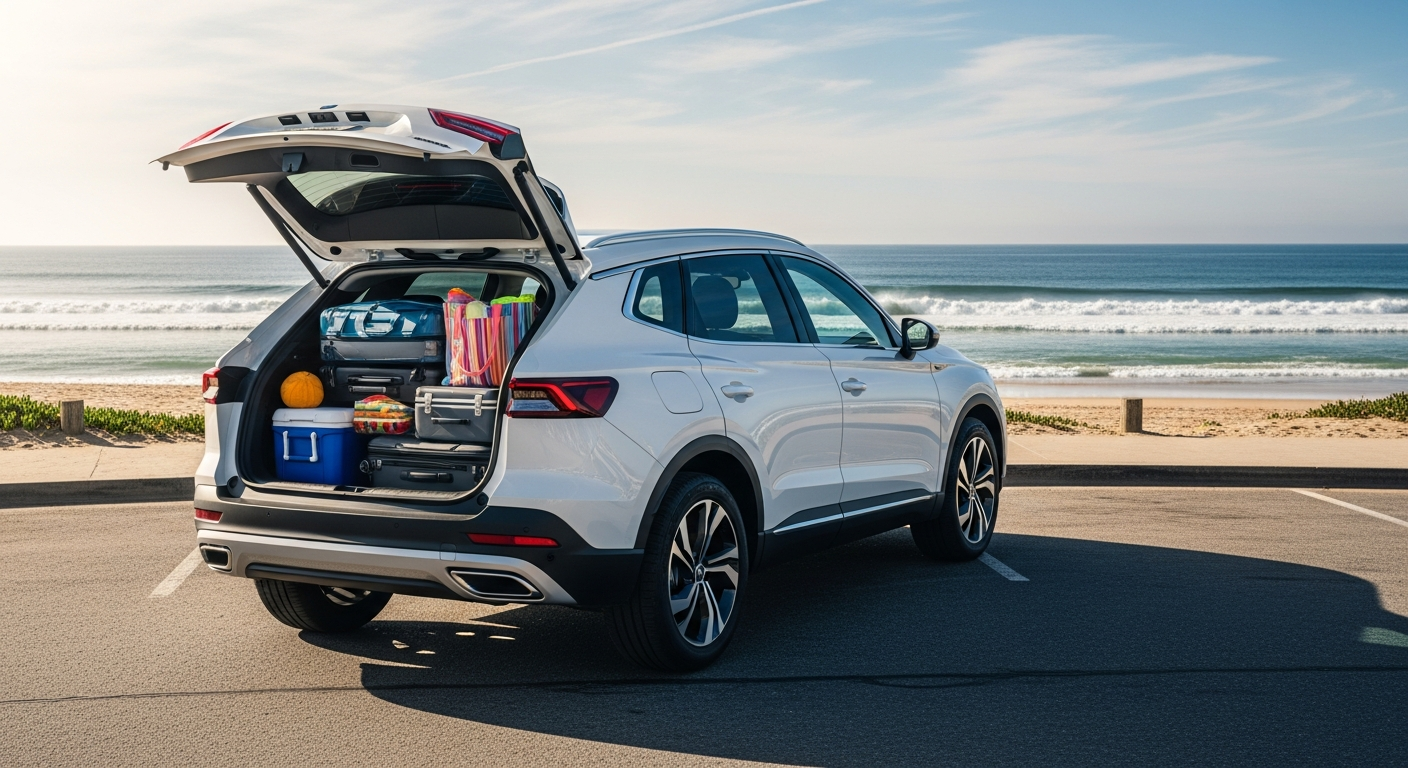 A hire car ready for a coastal road trip from Sunny Beach
